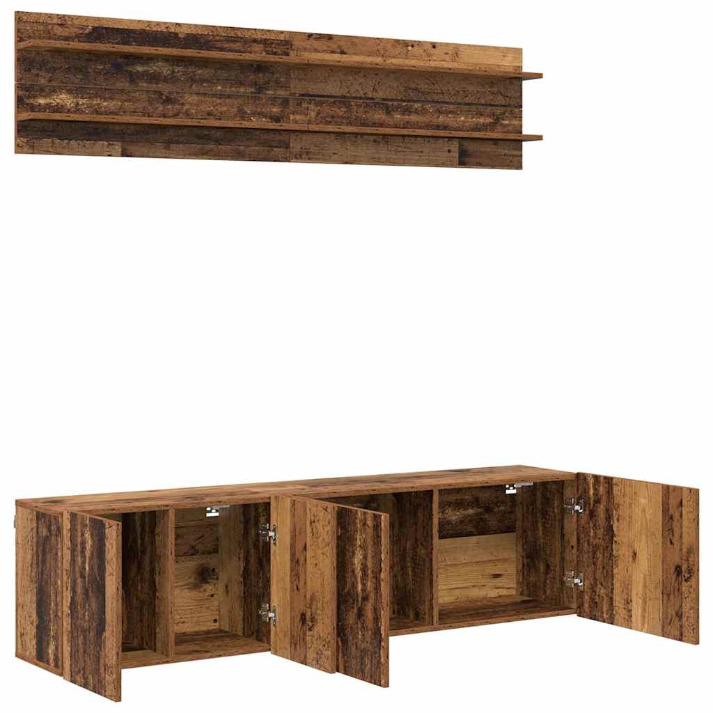 TV Eenheden Wandgemonteerd 6 pcs Oud hout Bewerkt hout is nu te koop bij PeponiXL, paradijselijk wonen!