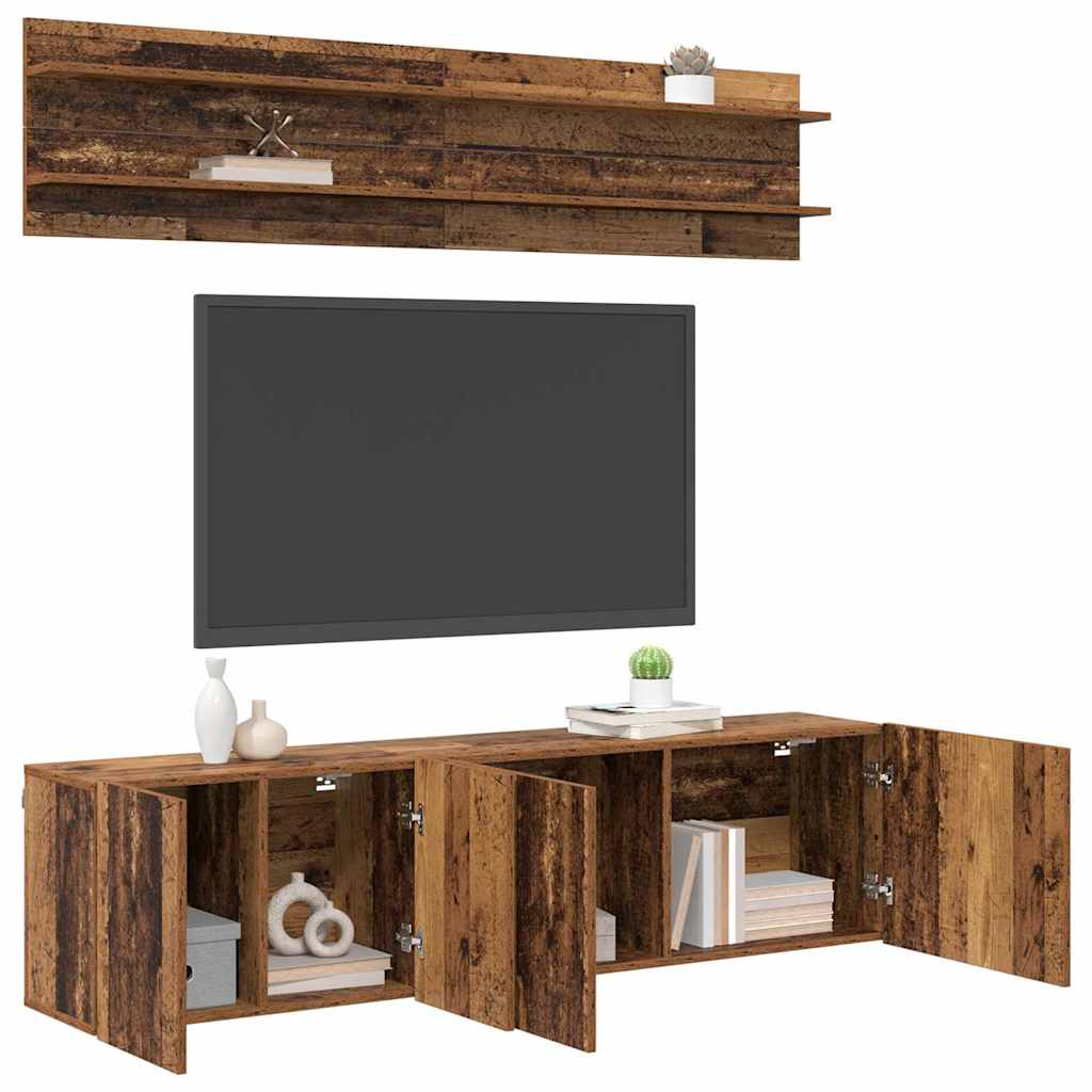 TV Eenheden Wandgemonteerd 6 pcs Oud hout Bewerkt hout is nu te koop bij PeponiXL, paradijselijk wonen!