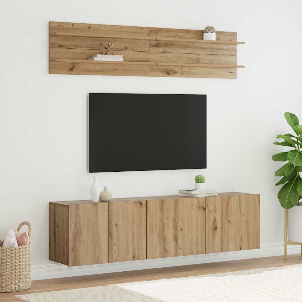 TV Eenheden 6 pcs artisanaal eikenkleurig Bewerkt hout is nu te koop bij PeponiXL, paradijselijk wonen!