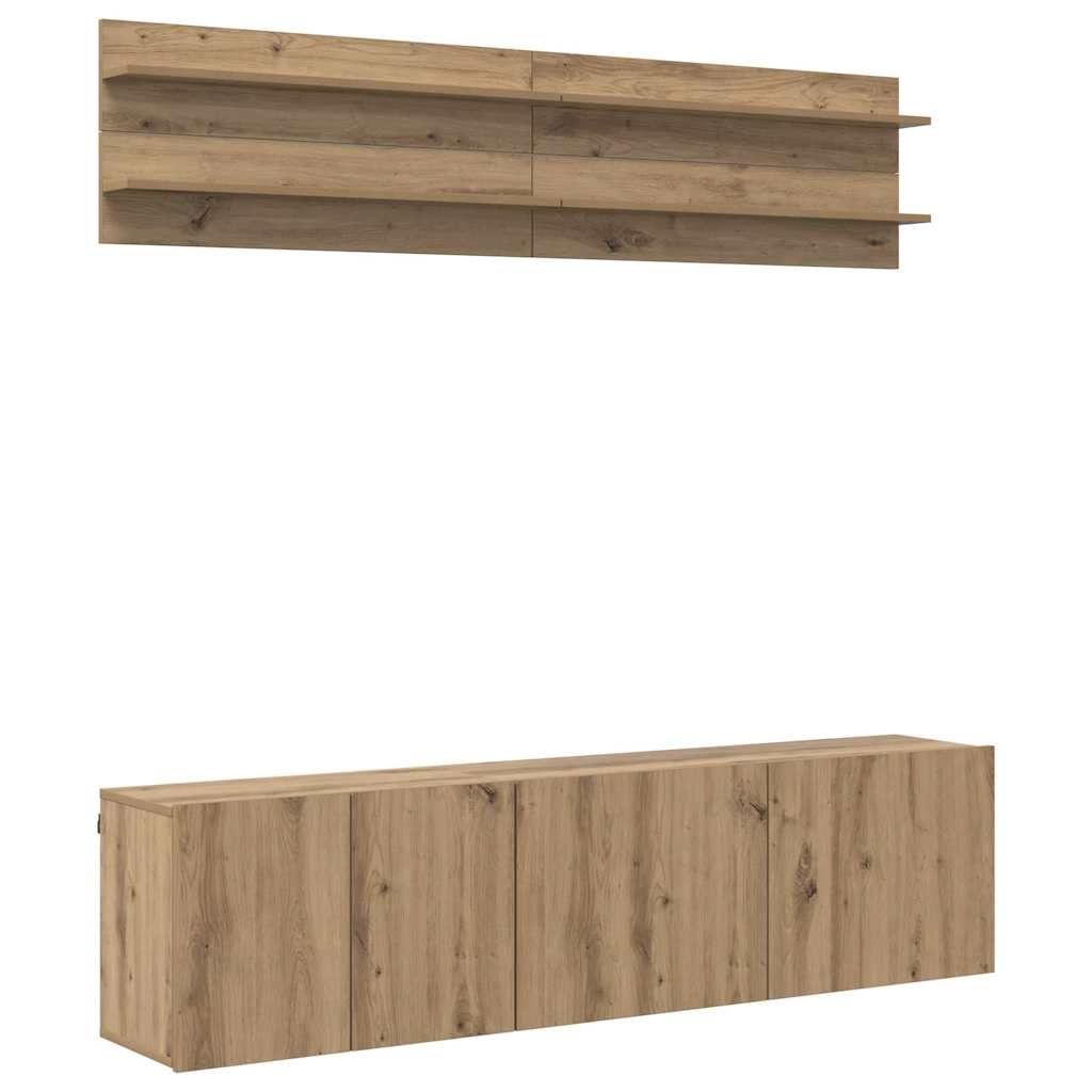 TV Eenheden 6 pcs artisanaal eikenkleurig Bewerkt hout is nu te koop bij PeponiXL, paradijselijk wonen!