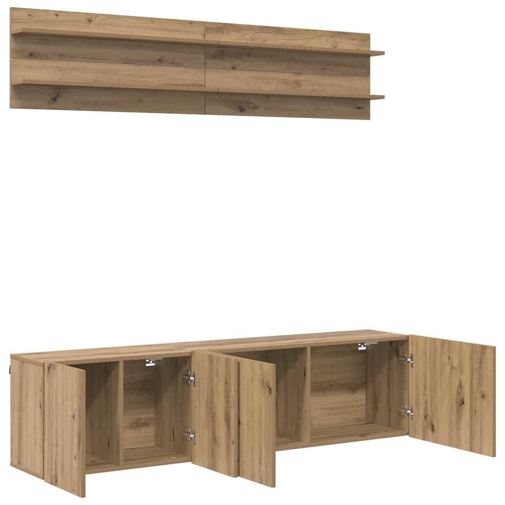 TV Eenheden 6 pcs artisanaal eikenkleurig Bewerkt hout is nu te koop bij PeponiXL, paradijselijk wonen!