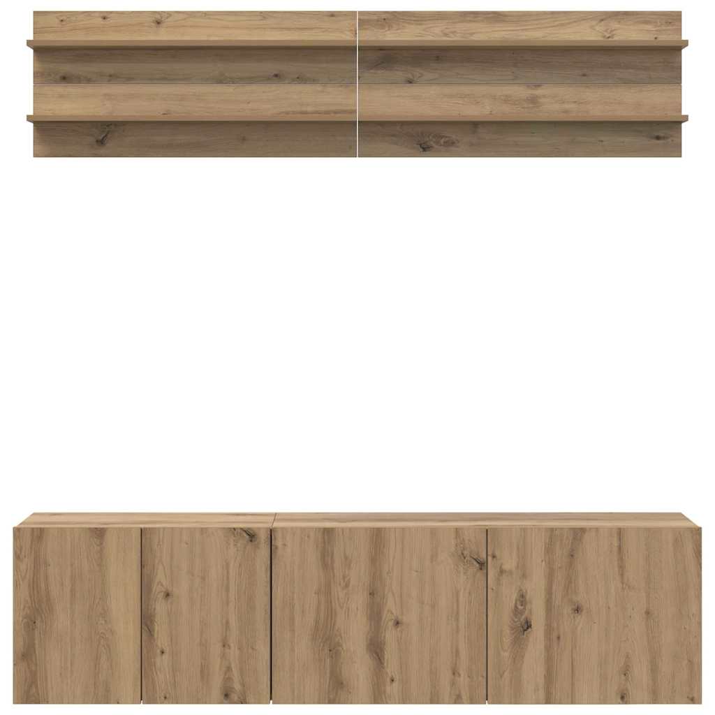TV Eenheden 6 pcs artisanaal eikenkleurig Bewerkt hout is nu te koop bij PeponiXL, paradijselijk wonen!