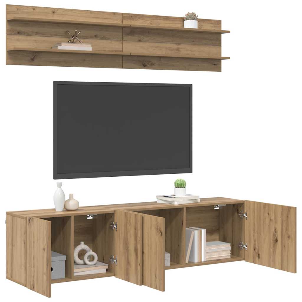 TV Eenheden 6 pcs artisanaal eikenkleurig Bewerkt hout is nu te koop bij PeponiXL, paradijselijk wonen!