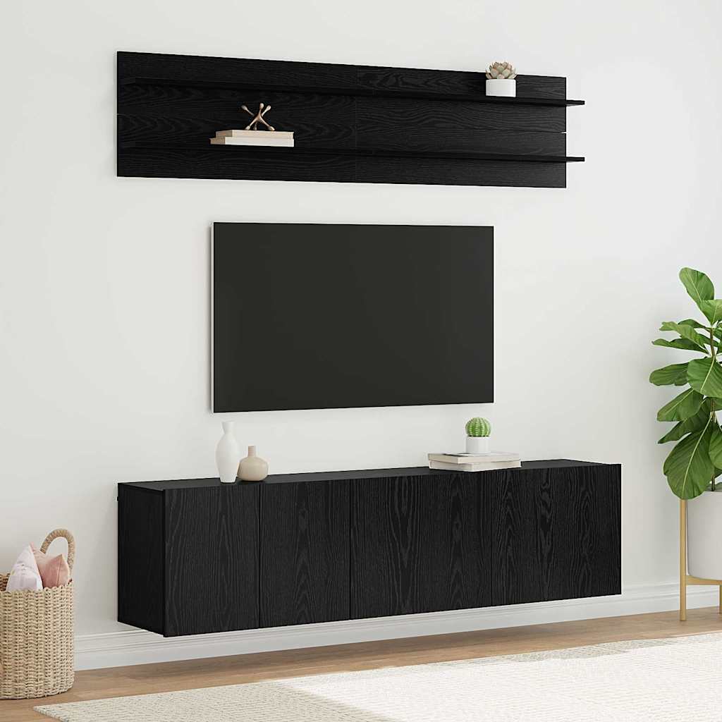 TV Eenheden Wandgemonteerd 6 pcs Zwart eiken Bewerkt hout is nu te koop bij PeponiXL, paradijselijk wonen!