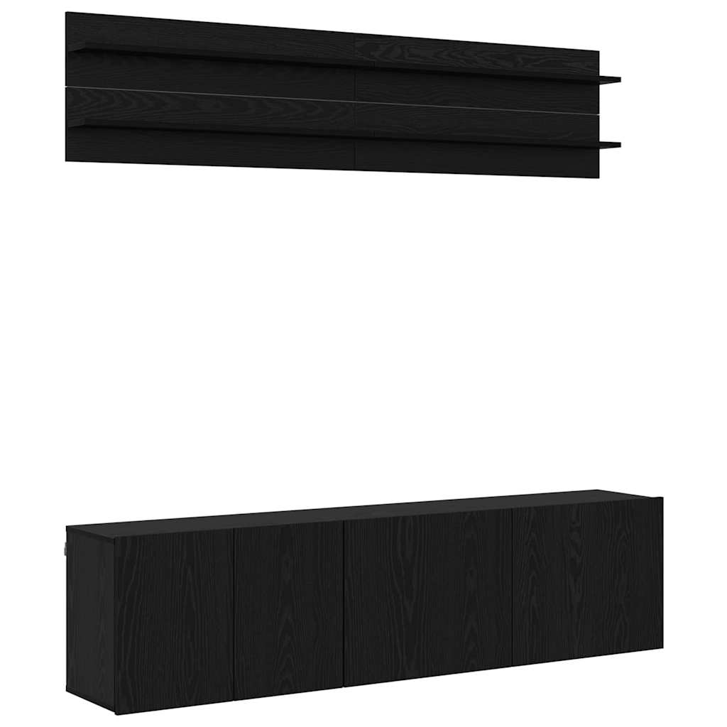 TV Eenheden Wandgemonteerd 6 pcs Zwart eiken Bewerkt hout is nu te koop bij PeponiXL, paradijselijk wonen!