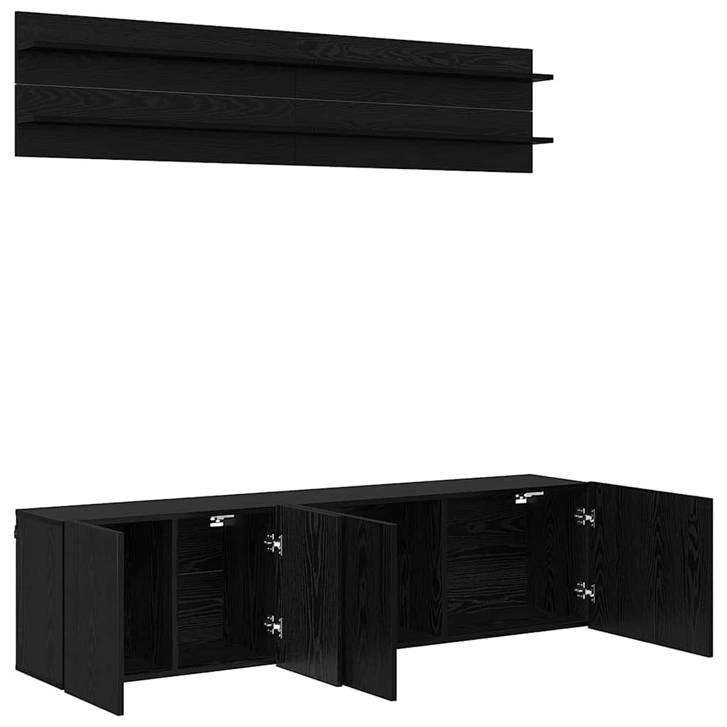 TV Eenheden Wandgemonteerd 6 pcs Zwart eiken Bewerkt hout is nu te koop bij PeponiXL, paradijselijk wonen!