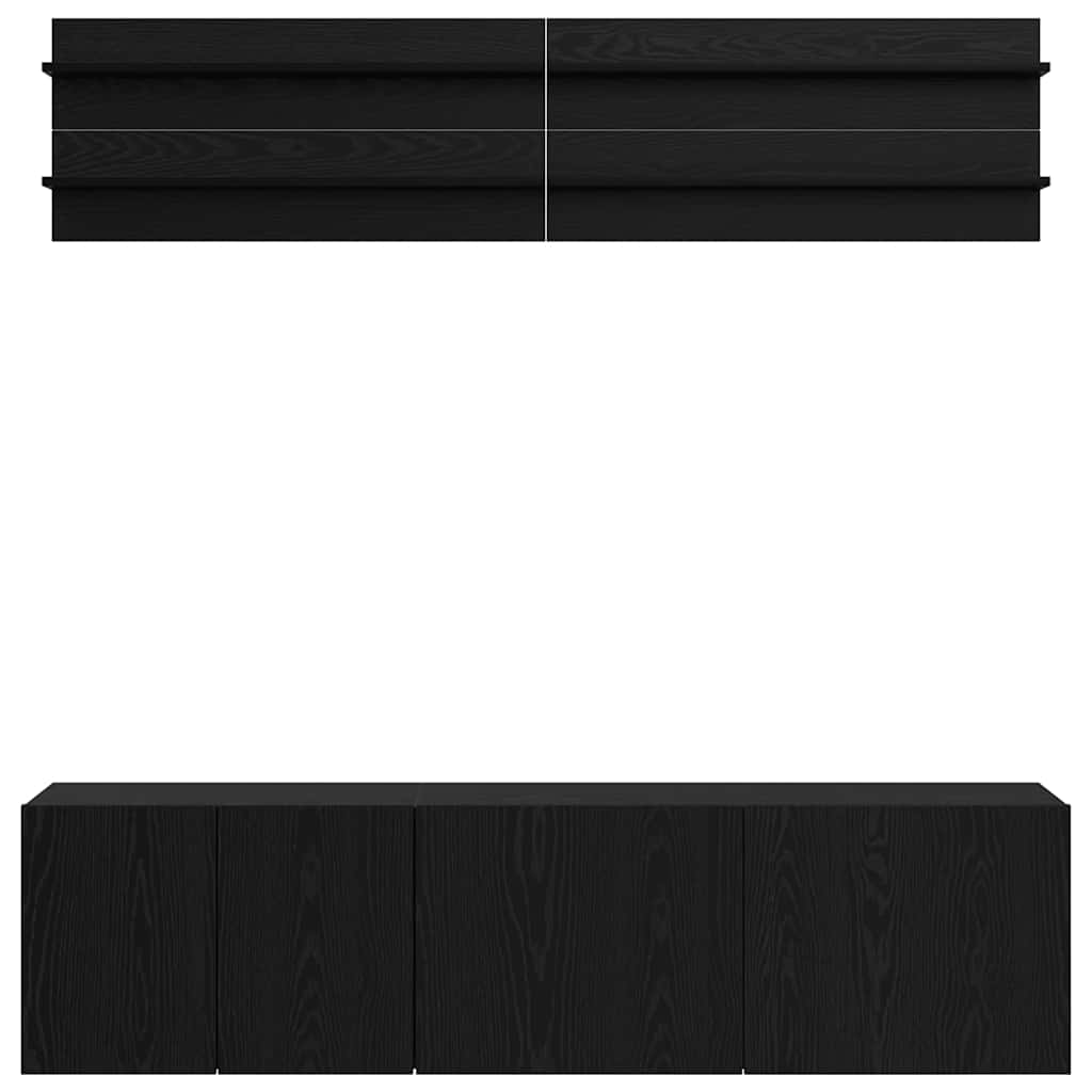 TV Eenheden Wandgemonteerd 6 pcs Zwart eiken Bewerkt hout is nu te koop bij PeponiXL, paradijselijk wonen!