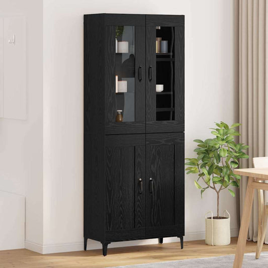 Hoge kast Zwart Eiken 69,5 x 34 x 180 cm Bewerkt hout is nu te koop bij PeponiXL, paradijselijk wonen!