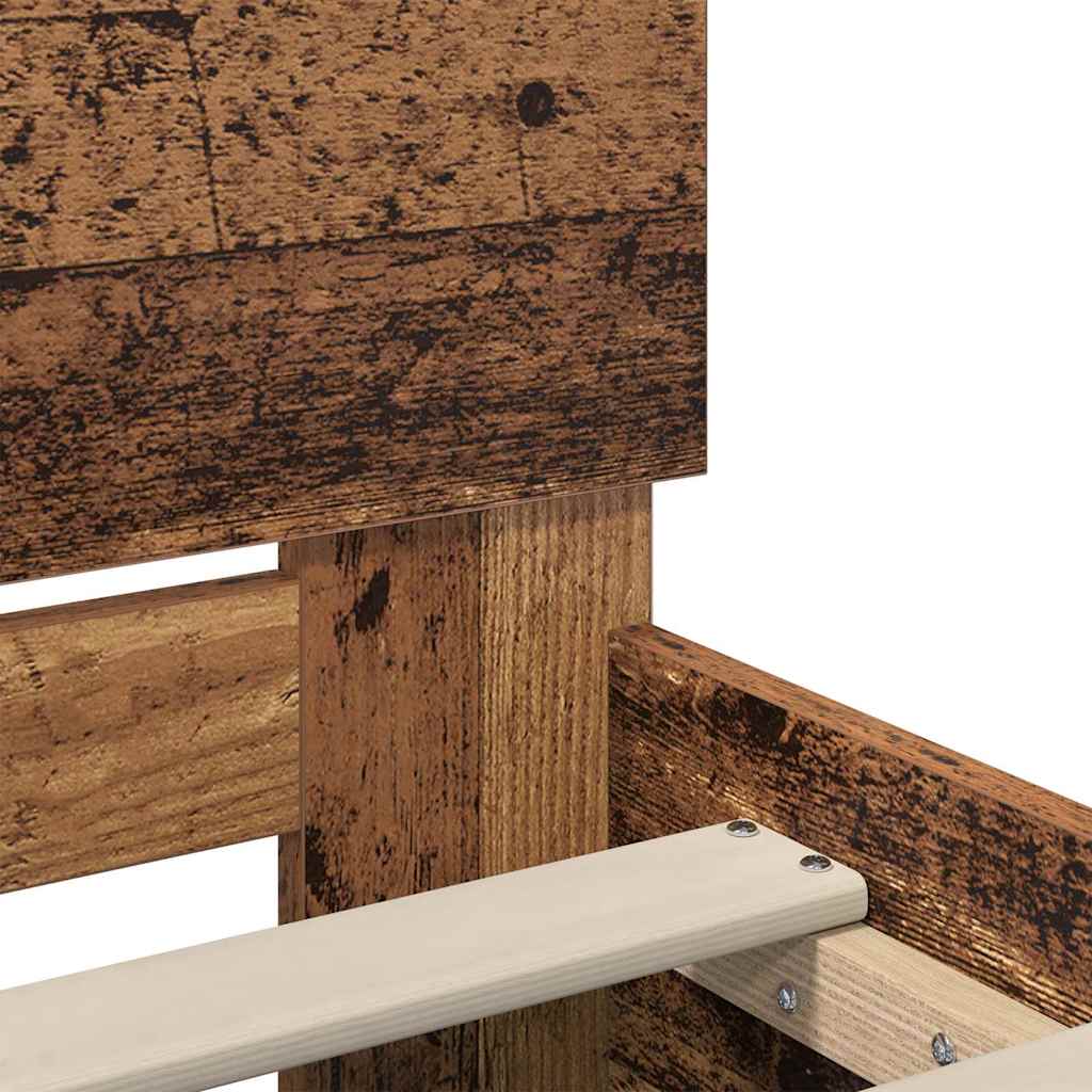 Bedframe met hoofdeinde Oud Hout 120 x 200 cm Bewerkt hout is nu te koop bij PeponiXL, paradijselijk wonen!