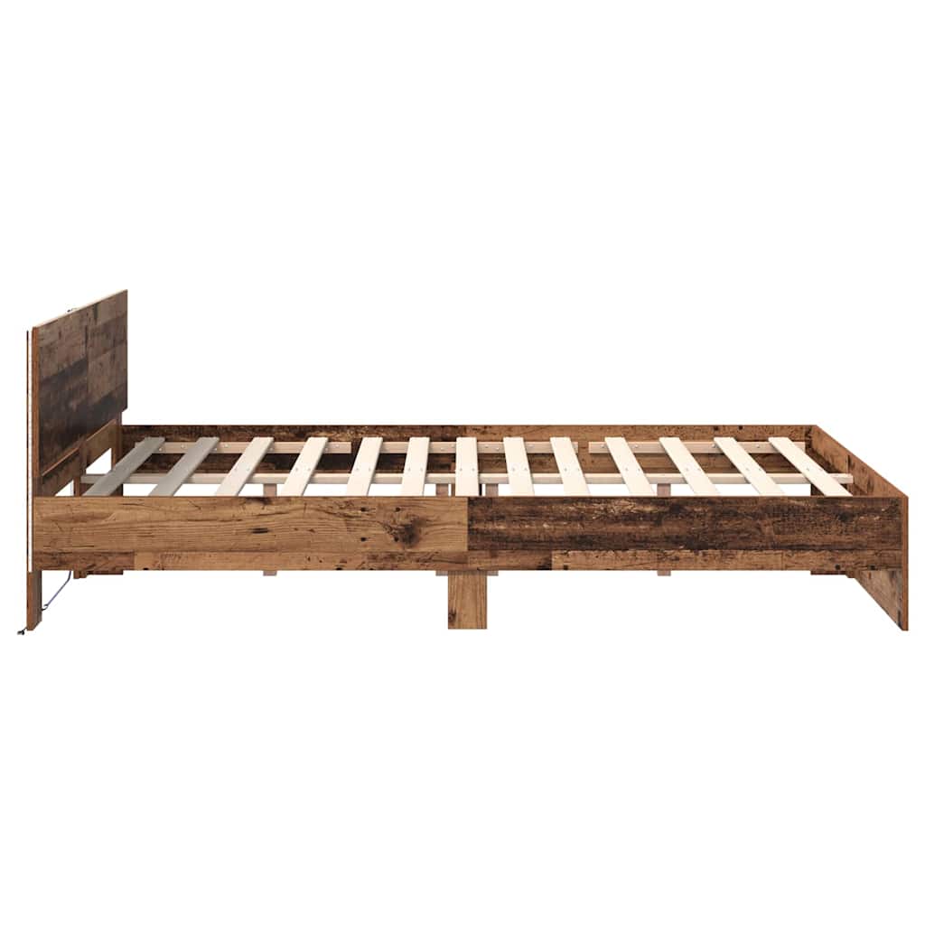 Bedframe met hoofdeinde Oud Hout 120 x 200 cm Bewerkt hout is nu te koop bij PeponiXL, paradijselijk wonen!