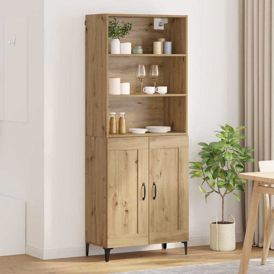 Hoge kast 2 pcs artisanaal eikenkleurig Bewerkt hout is nu te koop bij PeponiXL, paradijselijk wonen!