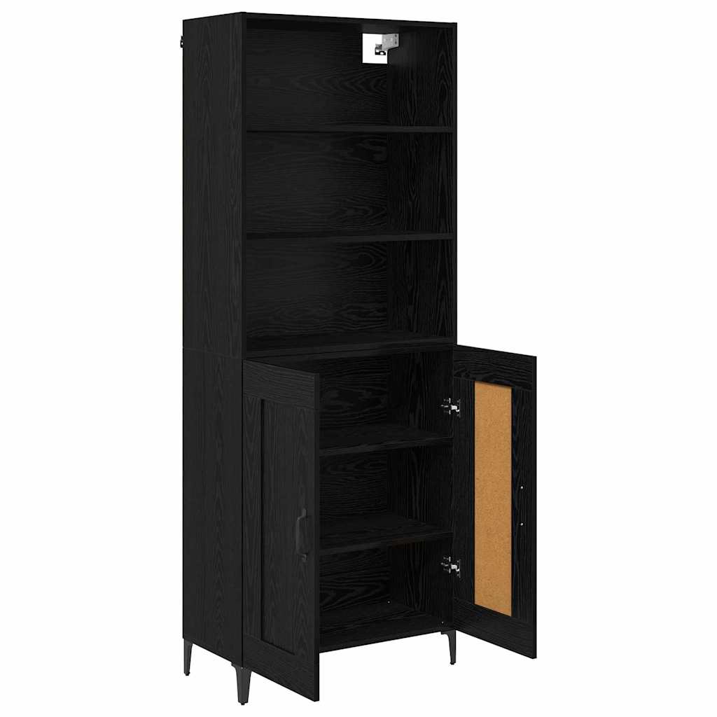 Hoge kast 2 pcs Zwart eiken Bewerkt hout is nu te koop bij PeponiXL, paradijselijk wonen!