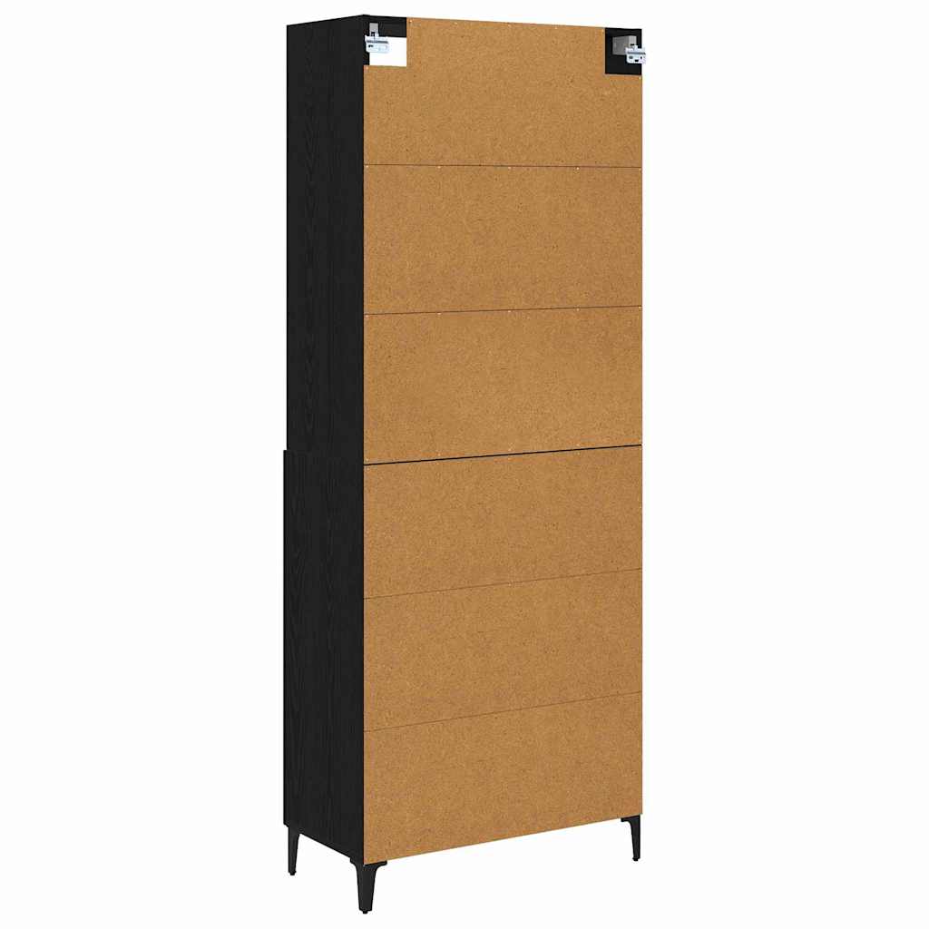 Hoge kast 2 pcs Zwart eiken Bewerkt hout is nu te koop bij PeponiXL, paradijselijk wonen!