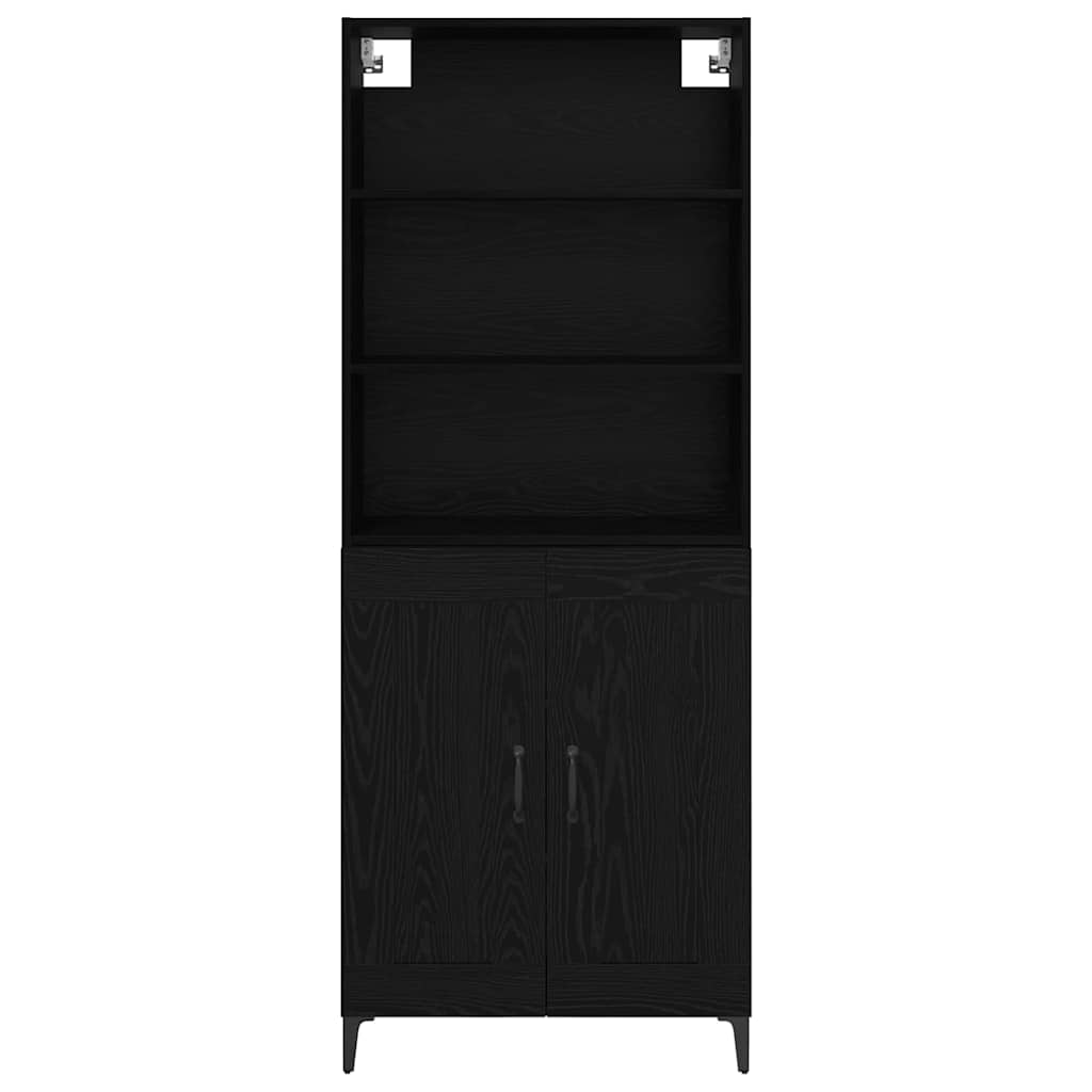 Hoge kast 2 pcs Zwart eiken Bewerkt hout is nu te koop bij PeponiXL, paradijselijk wonen!