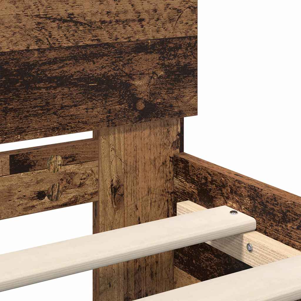 Bedframe met hoofdeinde Oud Hout 180 x 200 cm Bewerkt hout is nu te koop bij PeponiXL, paradijselijk wonen!