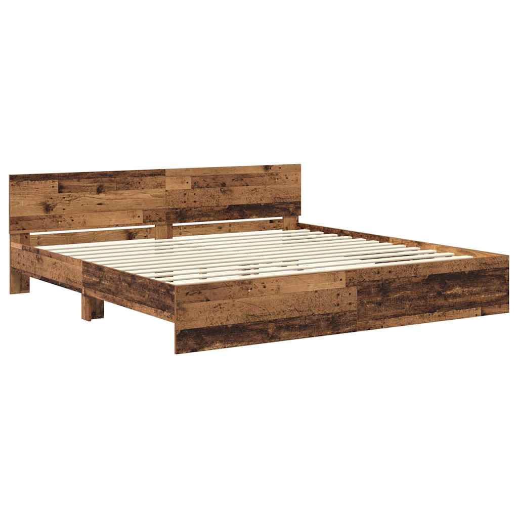 Bedframe met hoofdeinde Oud Hout 180 x 200 cm Bewerkt hout is nu te koop bij PeponiXL, paradijselijk wonen!