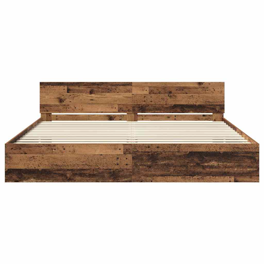 Bedframe met hoofdeinde Oud Hout 180 x 200 cm Bewerkt hout is nu te koop bij PeponiXL, paradijselijk wonen!