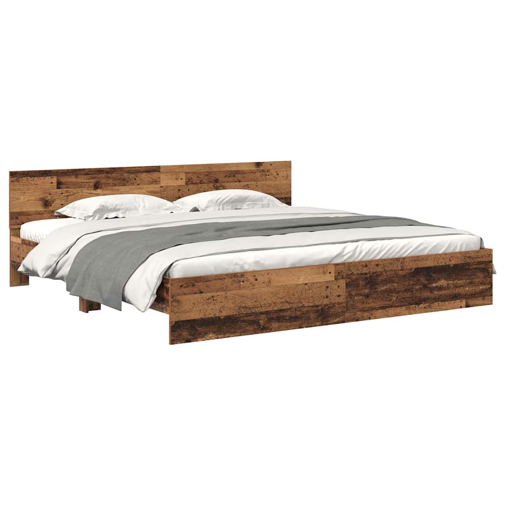 Bedframe met hoofdeinde Oud Hout 180 x 200 cm Bewerkt hout is nu te koop bij PeponiXL, paradijselijk wonen!