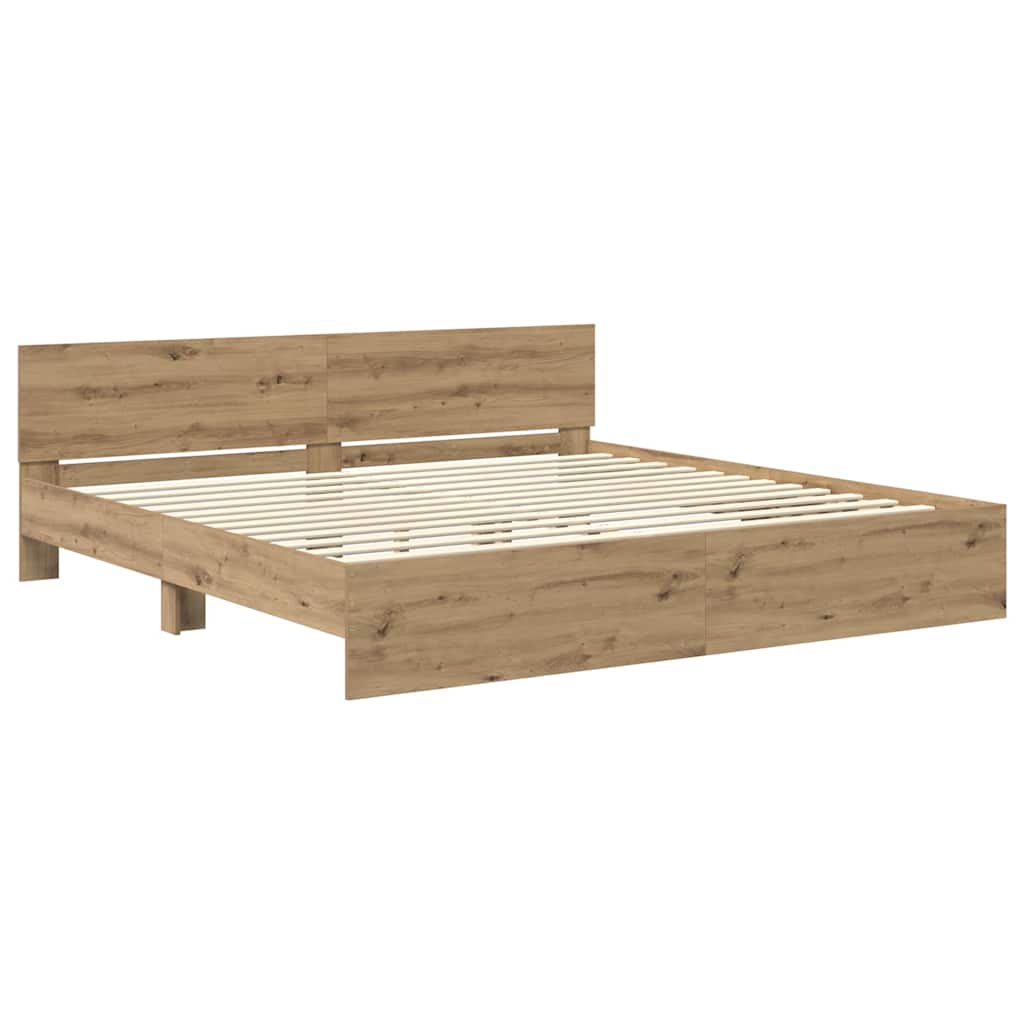 Bedframe met hoofdeinde Artisan Eiken 180 x 200 cm Bewerkt hout is nu te koop bij PeponiXL, paradijselijk wonen!