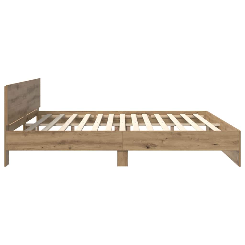 Bedframe met hoofdeinde Artisan Eiken 180 x 200 cm Bewerkt hout is nu te koop bij PeponiXL, paradijselijk wonen!