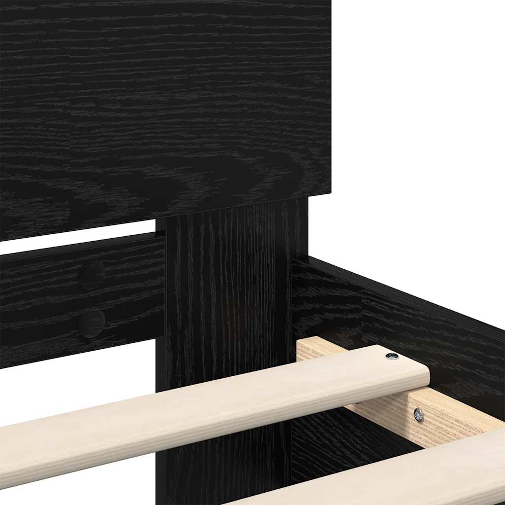 Bedframe met hoofdeinde Zwart Eiken 180 x 200 cm Bewerkt hout is nu te koop bij PeponiXL, paradijselijk wonen!