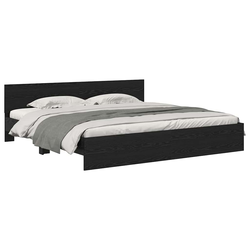 Bedframe met hoofdeinde Zwart Eiken 180 x 200 cm Bewerkt hout is nu te koop bij PeponiXL, paradijselijk wonen!