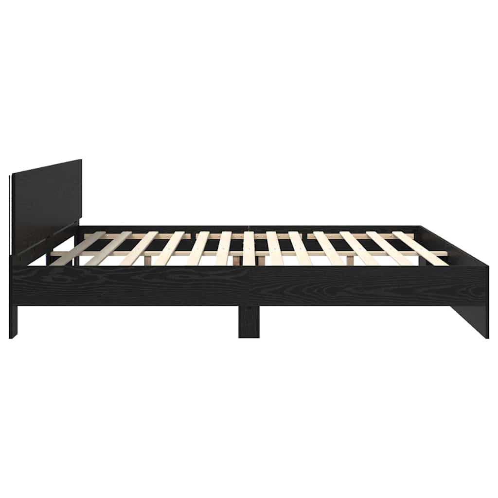 Bedframe met hoofdeinde Zwart Eiken 180 x 200 cm Bewerkt hout is nu te koop bij PeponiXL, paradijselijk wonen!