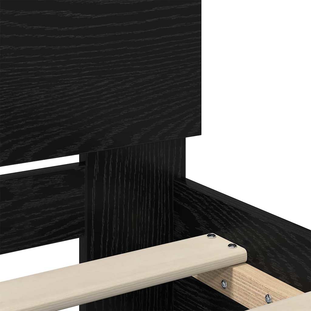 Bedframe met hoofdeinde Zwart Eiken 140 x 200 cm Bewerkt hout is nu te koop bij PeponiXL, paradijselijk wonen!