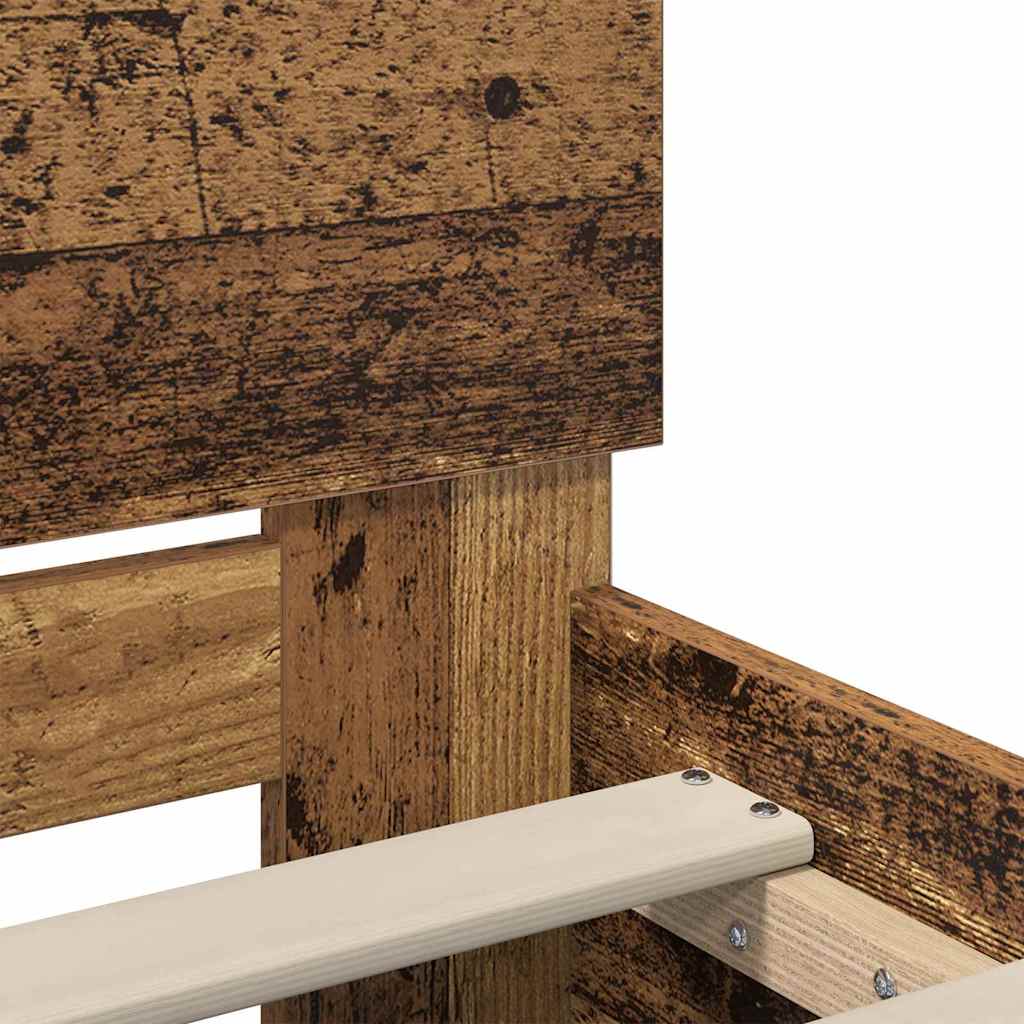 Bedframe met hoofdeinde Oud Hout 200 x 200 cm Bewerkt hout is nu te koop bij PeponiXL, paradijselijk wonen!