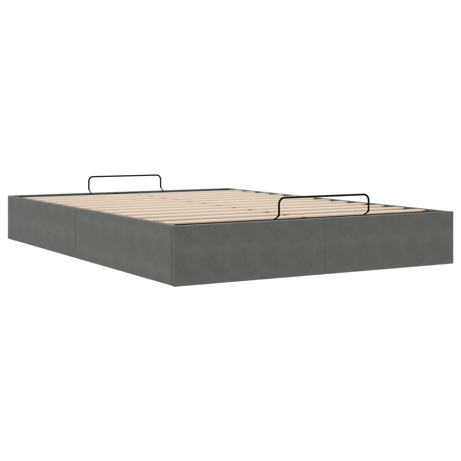 Ottoman Bedframe Donkergrijs 153 x 203 cm Fluweel is nu te koop bij PeponiXL, paradijselijk wonen!