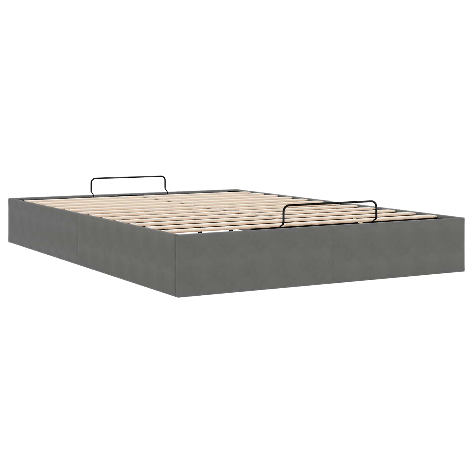 Ottoman Bedframe Donkergrijs 153 x 203 cm Fluweel is nu te koop bij PeponiXL, paradijselijk wonen!