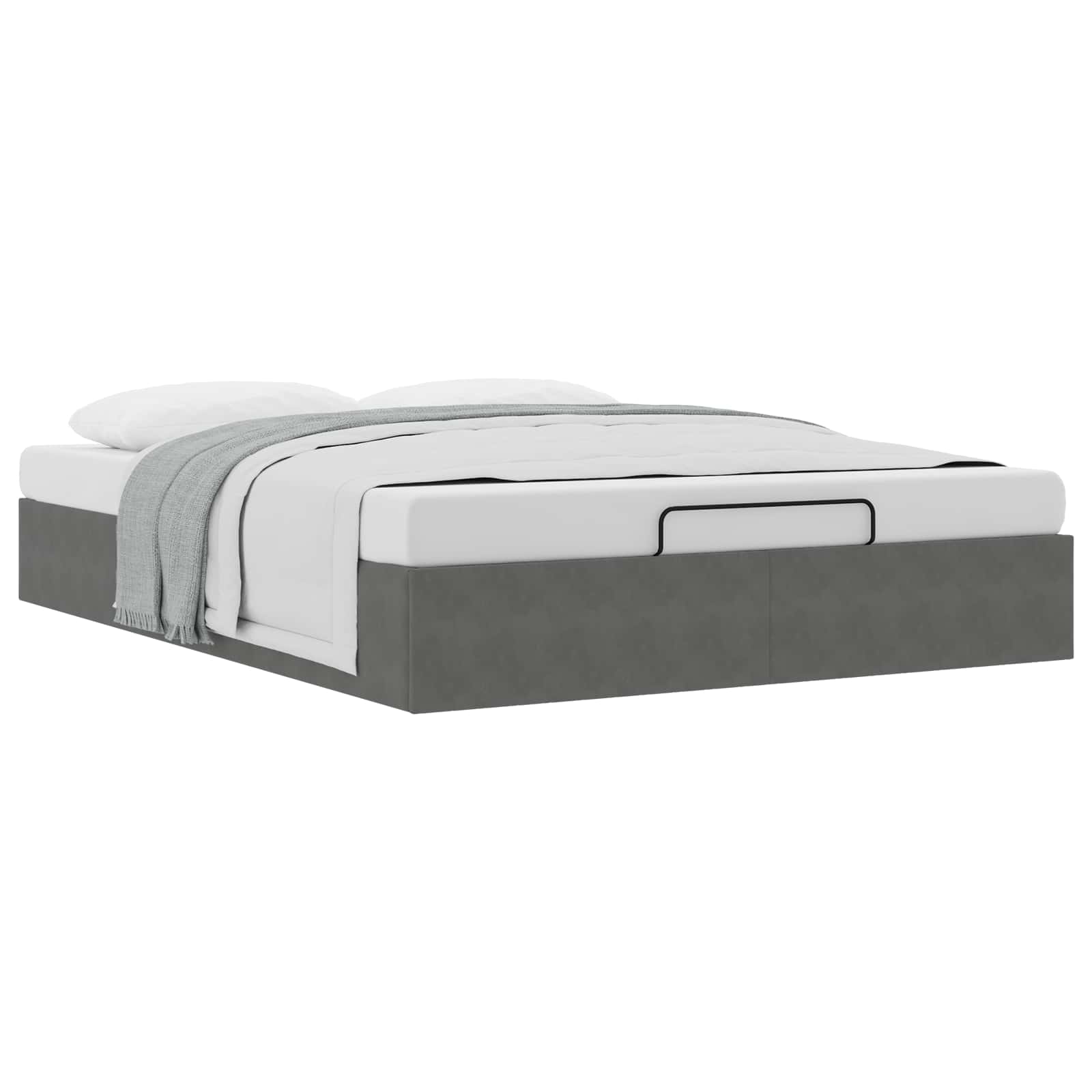 Ottoman Bedframe Donkergrijs 153 x 203 cm Fluweel is nu te koop bij PeponiXL, paradijselijk wonen!