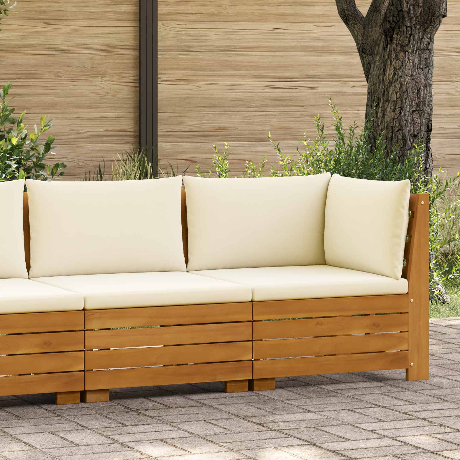 Tuin loungeset met kussen 2 Stuk Bruin Massief Acaciahout is nu te koop bij PeponiXL, paradijselijk wonen!