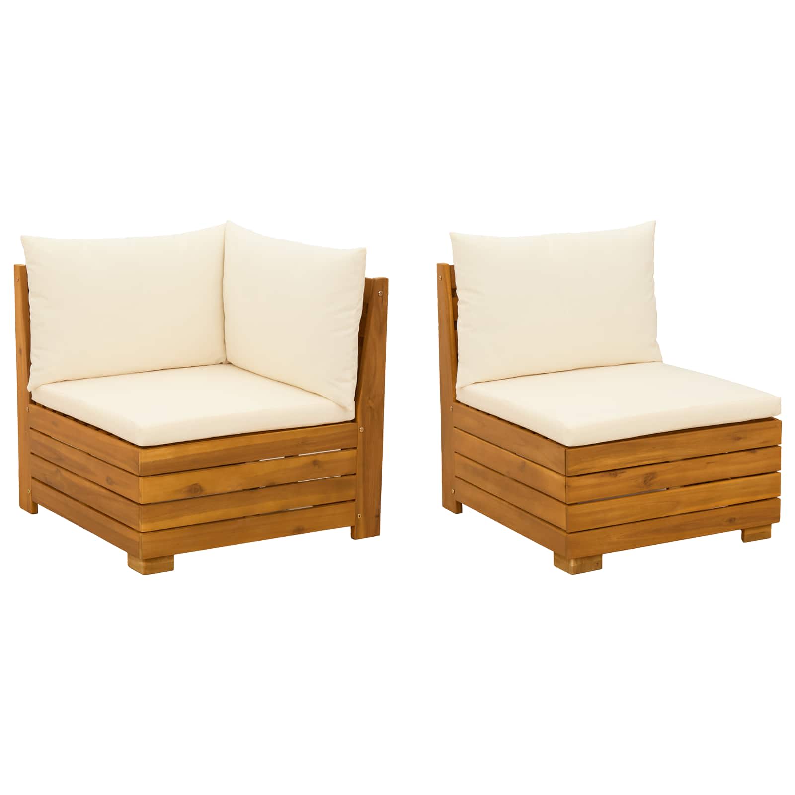 Tuin loungeset met kussen 2 Stuk Bruin Massief Acaciahout is nu te koop bij PeponiXL, paradijselijk wonen!