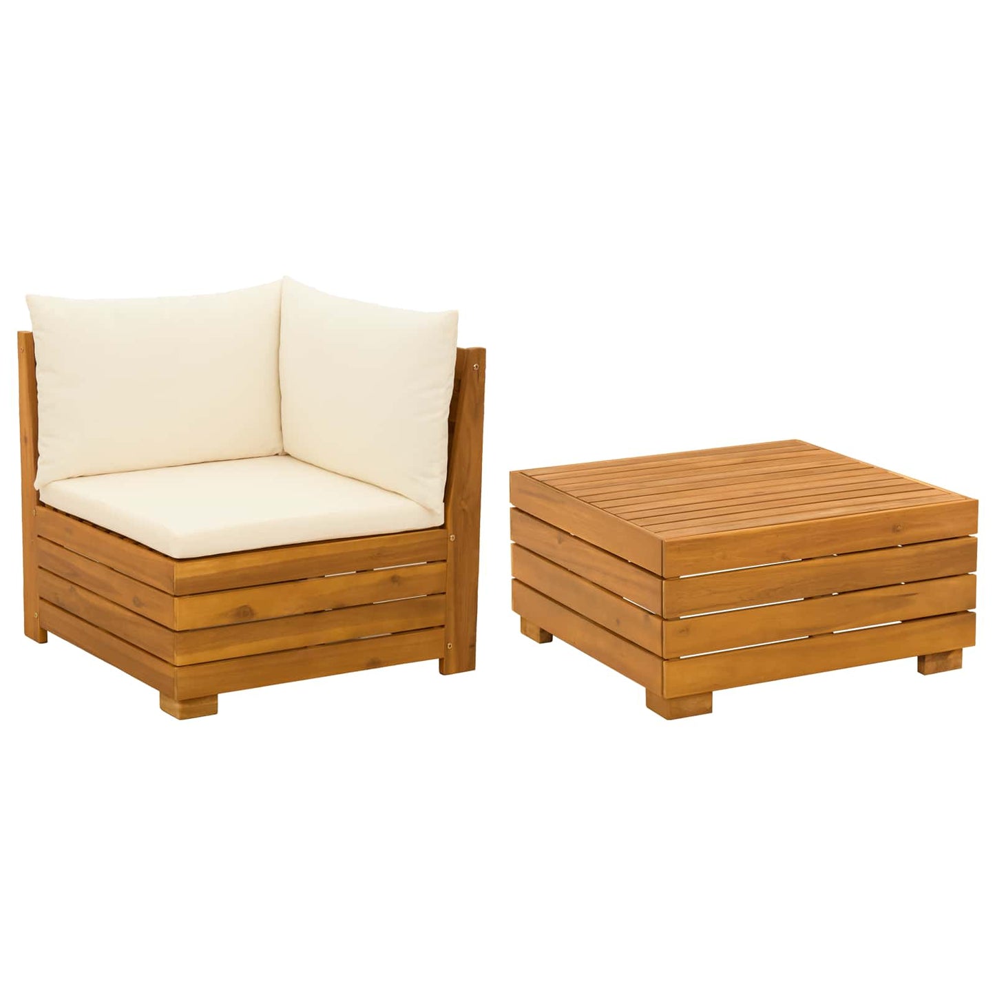 Tuin loungeset met kussen 2 Stuk Bruin Massief Acaciahout is nu te koop bij PeponiXL, paradijselijk wonen!