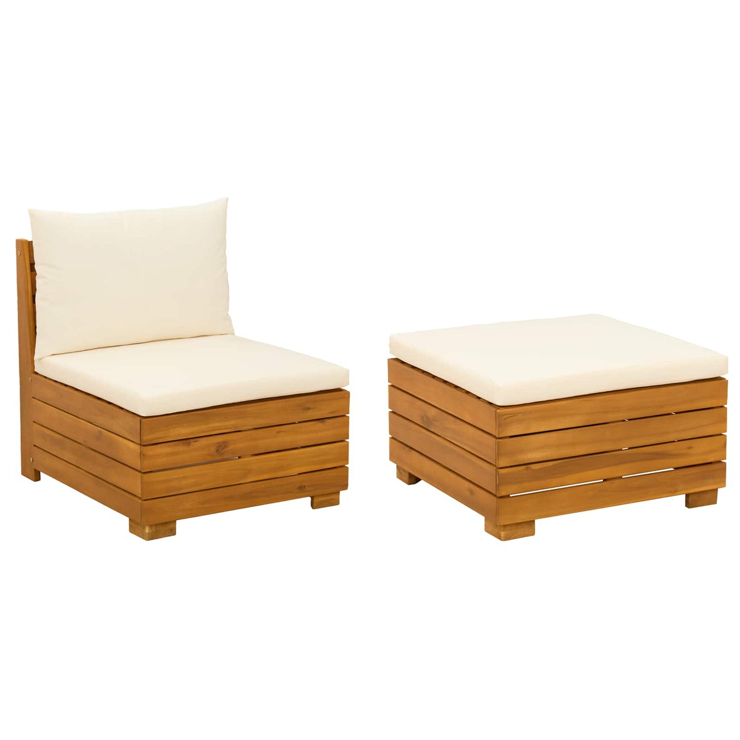Tuin loungeset met kussen 2 Stuk Bruin Massief Acaciahout is nu te koop bij PeponiXL, paradijselijk wonen!