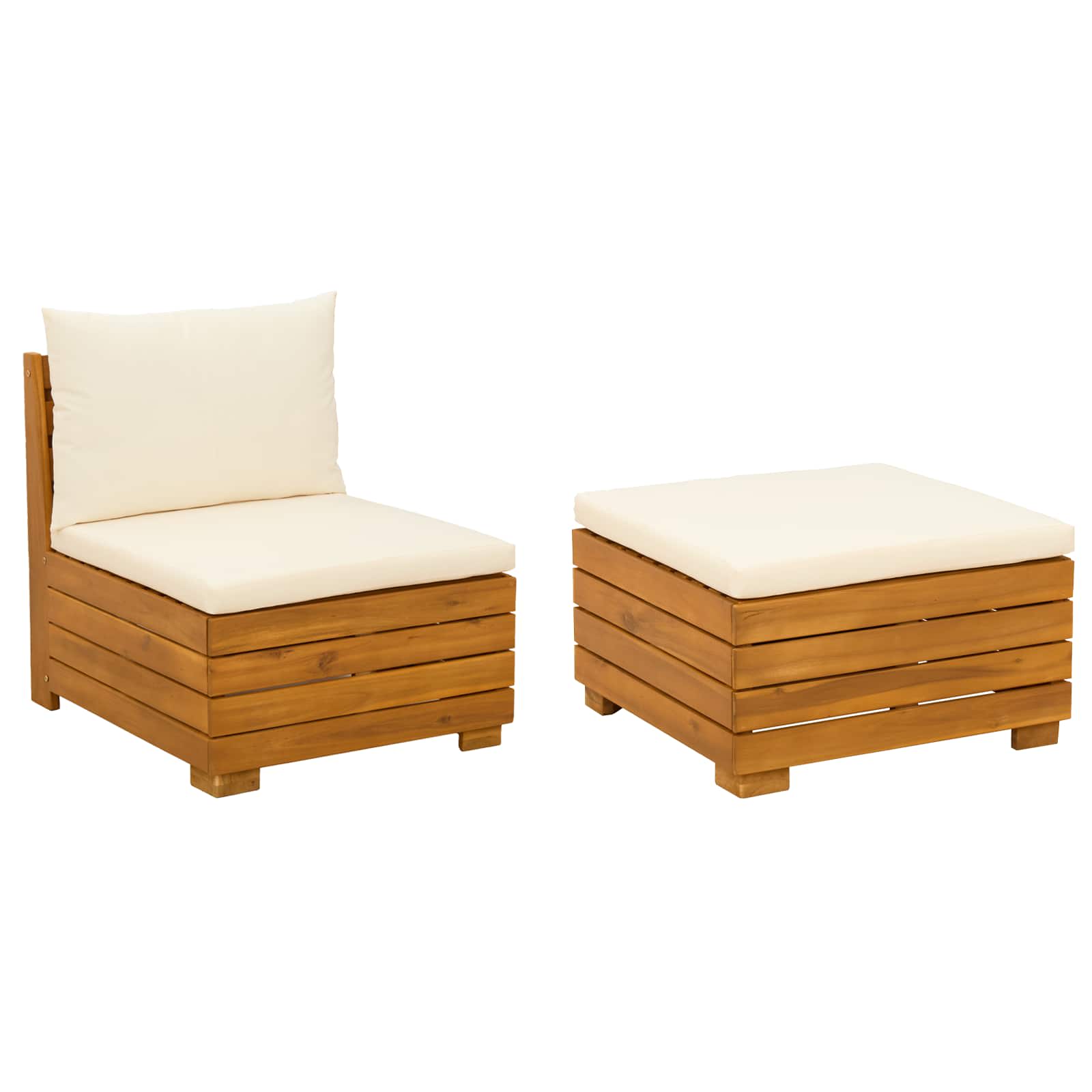 Tuin loungeset met kussen 2 Stuk Bruin Massief Acaciahout is nu te koop bij PeponiXL, paradijselijk wonen!