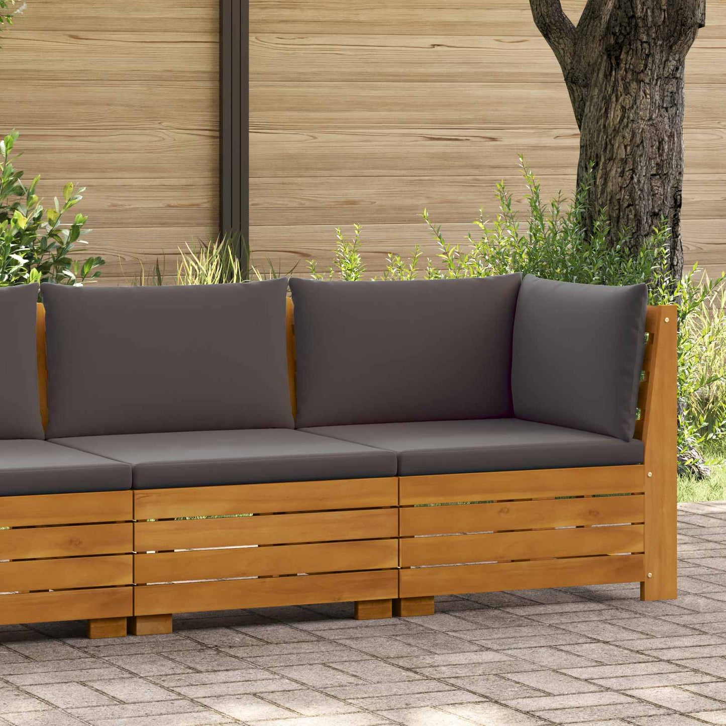 Tuin loungeset met kussen 2 Stuk Bruin Massief Acaciahout is nu te koop bij PeponiXL, paradijselijk wonen!