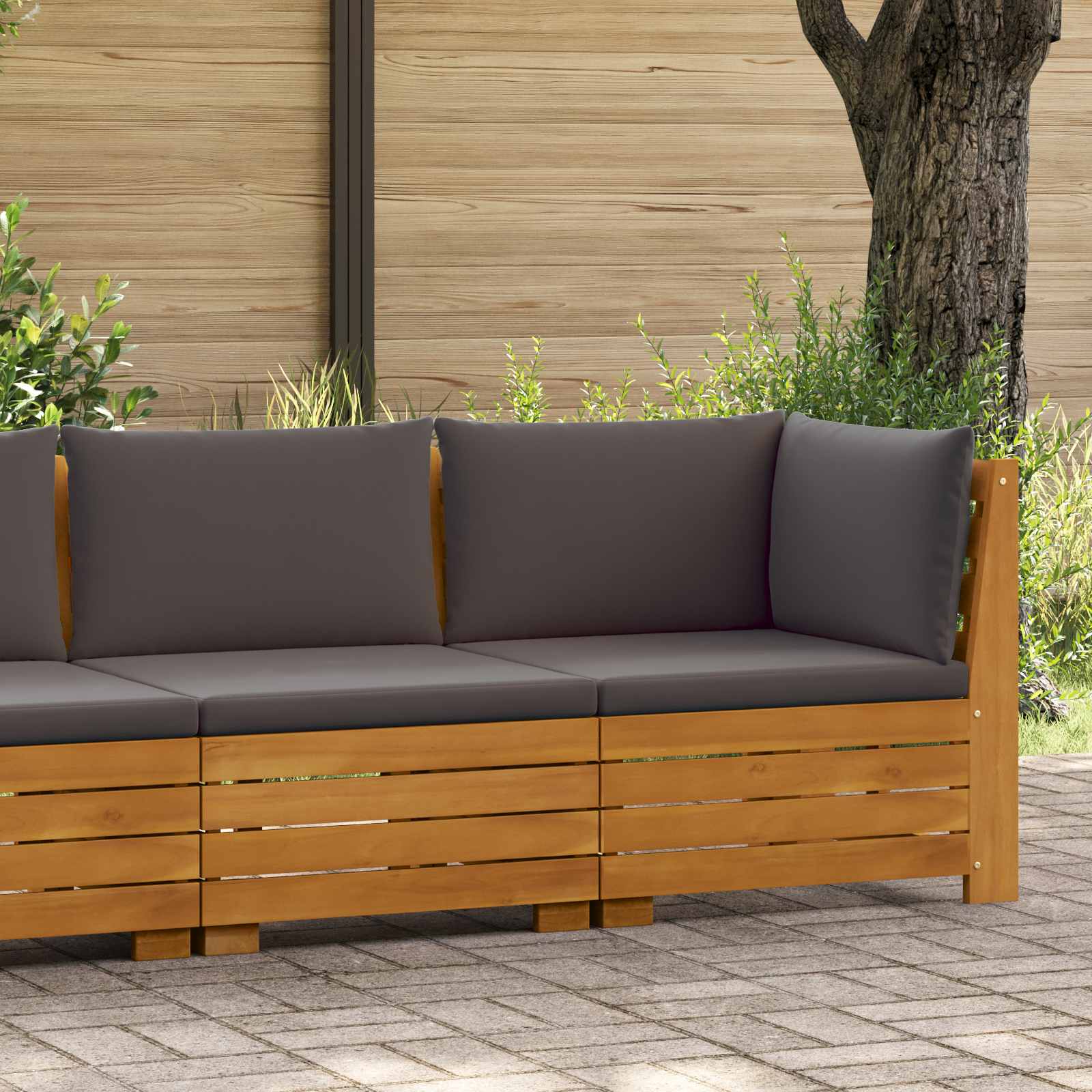 Tuin loungeset met kussen 2 Stuk Bruin Massief Acaciahout is nu te koop bij PeponiXL, paradijselijk wonen!