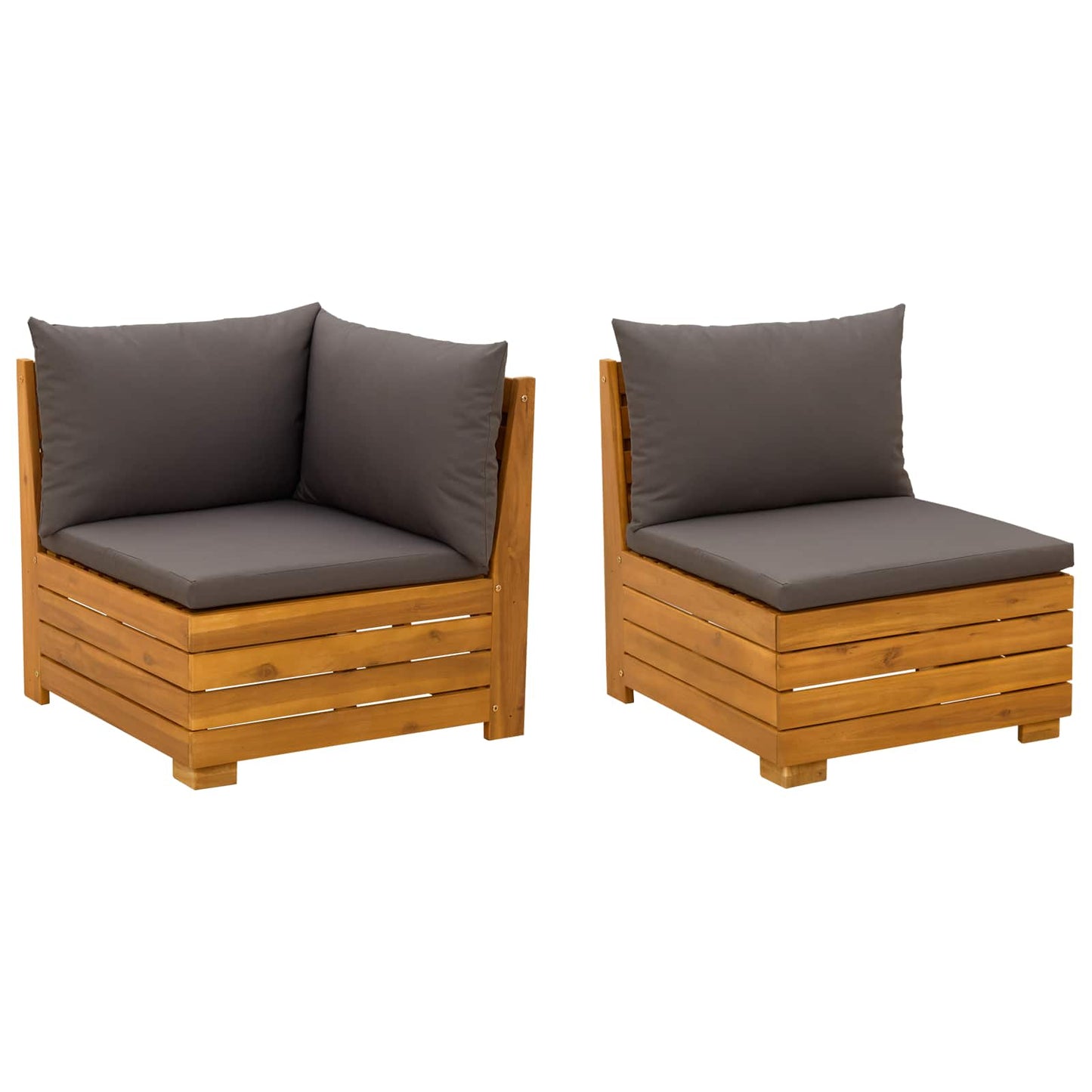 Tuin loungeset met kussen 2 Stuk Bruin Massief Acaciahout is nu te koop bij PeponiXL, paradijselijk wonen!