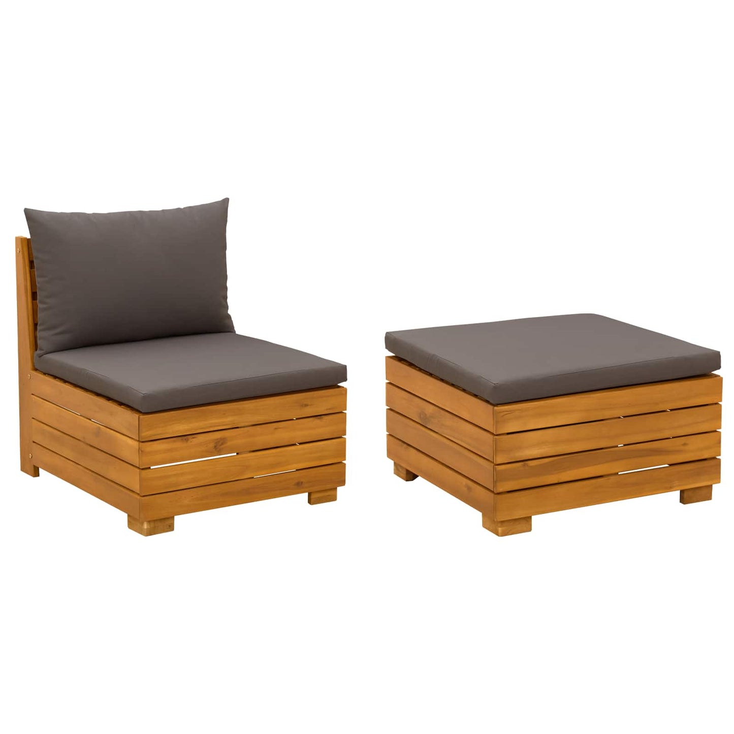 Tuin loungeset met kussen 2 Stuk Bruin Massief Acaciahout is nu te koop bij PeponiXL, paradijselijk wonen!