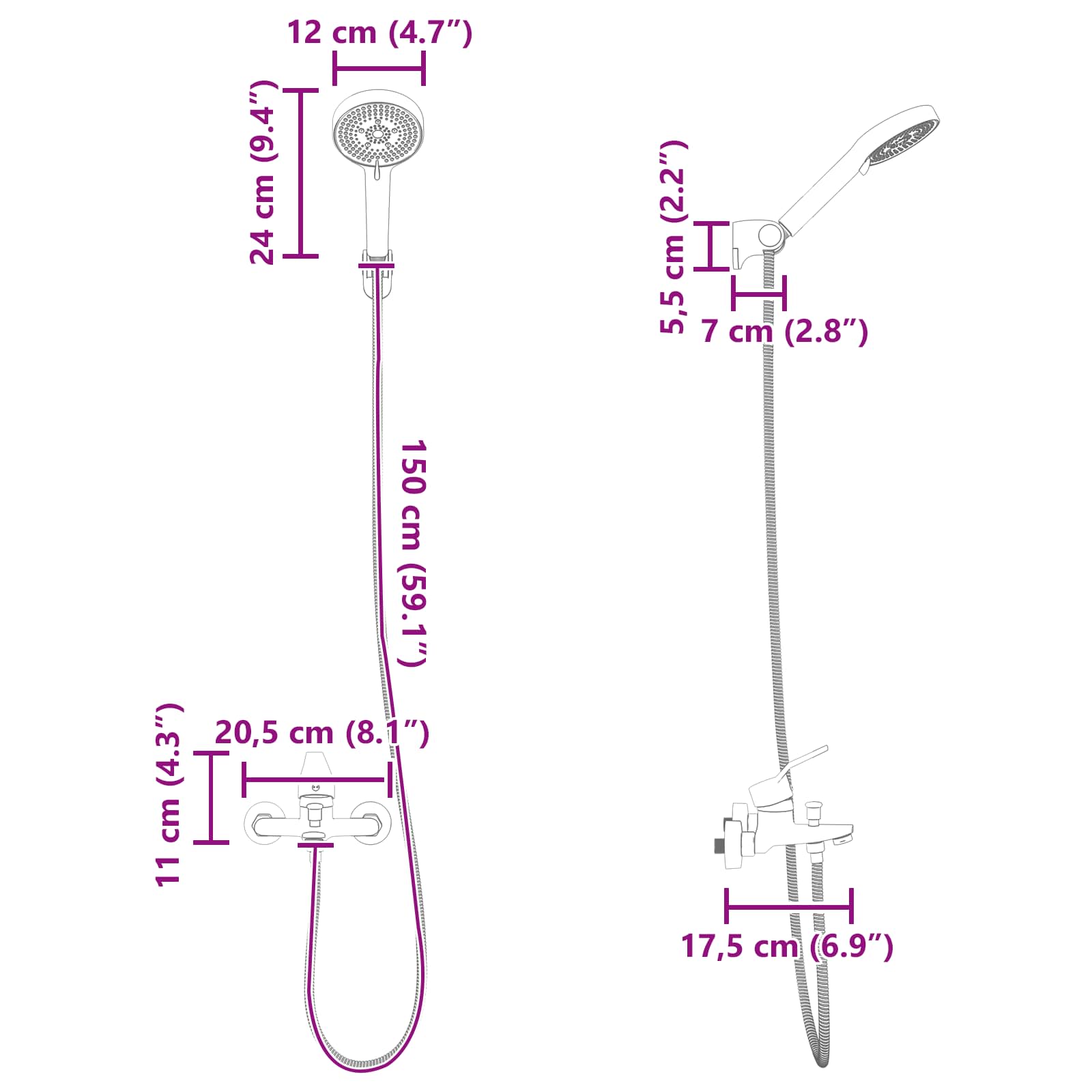 Doucheset Zwart G 1 / 2 inch is nu te koop bij PeponiXL, paradijselijk wonen!
