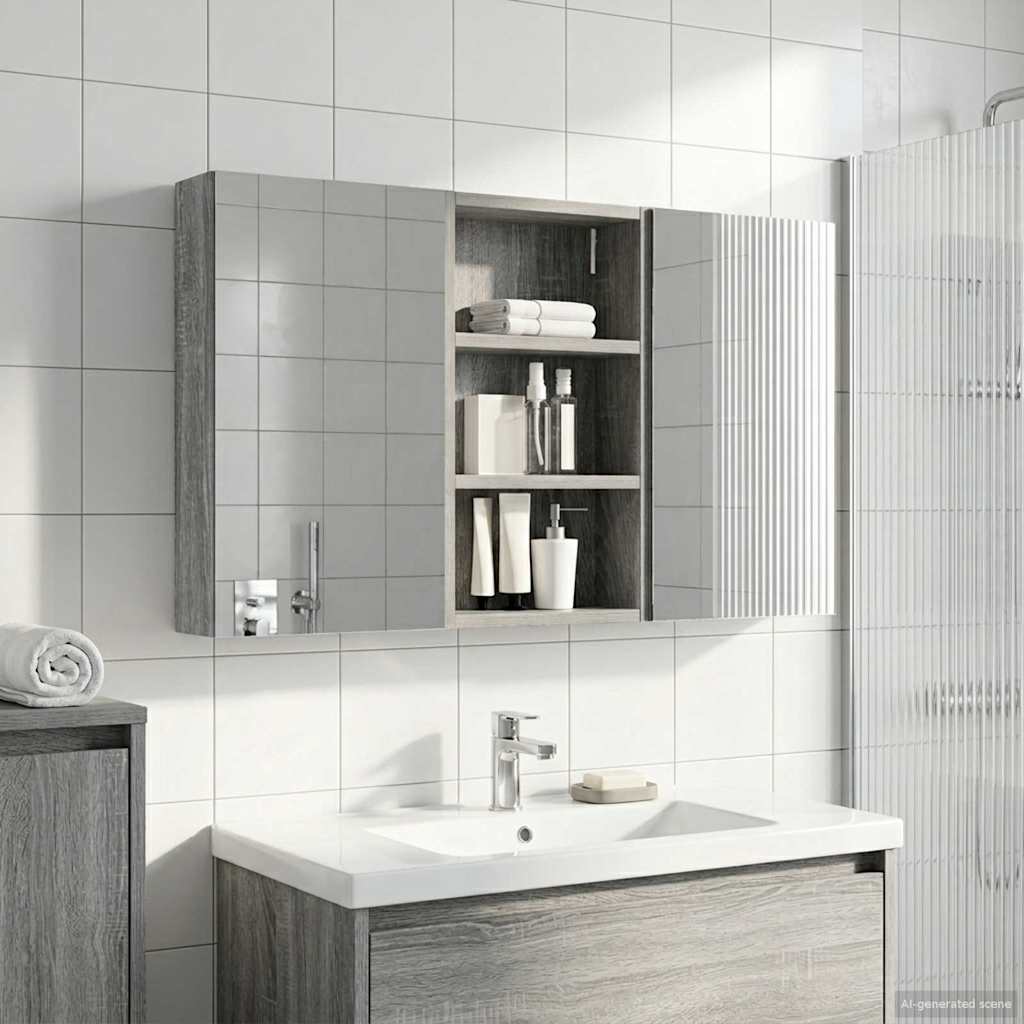 Badkamerkastenset 3 pcs 90 x 10,5 x 50 cm Bewerkt hout is nu te koop bij PeponiXL, paradijselijk wonen!