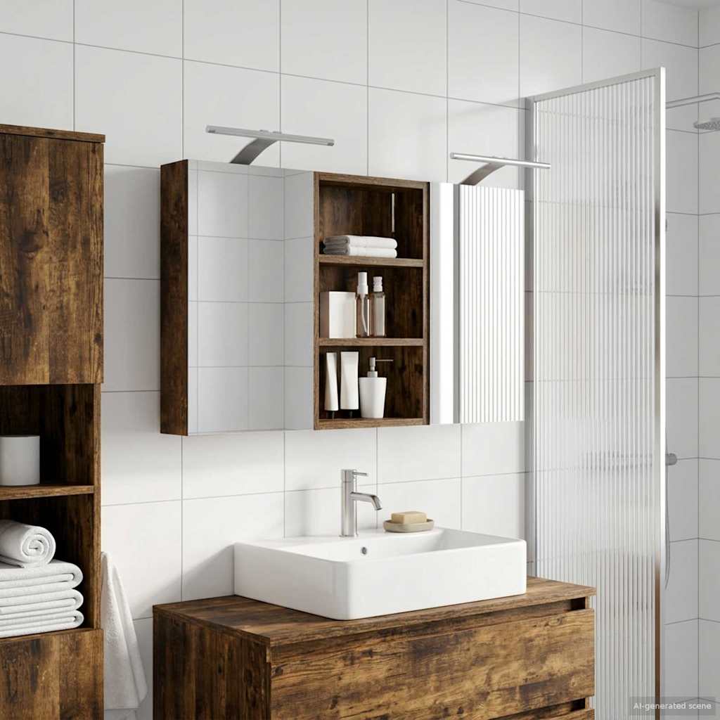 Badkamerkastenset 3 pcs 90 x 10,5 x 50 cm Bewerkt hout is nu te koop bij PeponiXL, paradijselijk wonen!