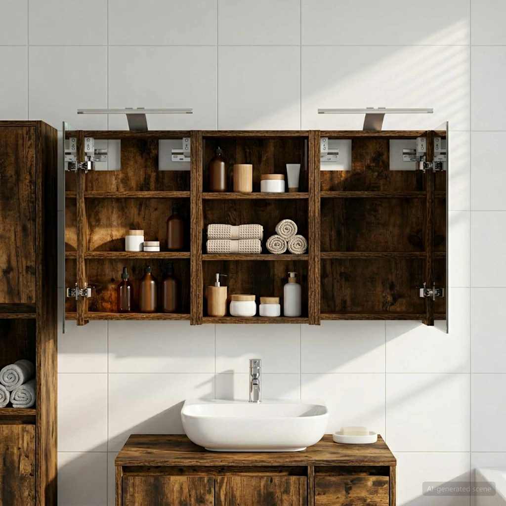 Badkamerkastenset 3 pcs 90 x 10,5 x 50 cm Bewerkt hout is nu te koop bij PeponiXL, paradijselijk wonen!