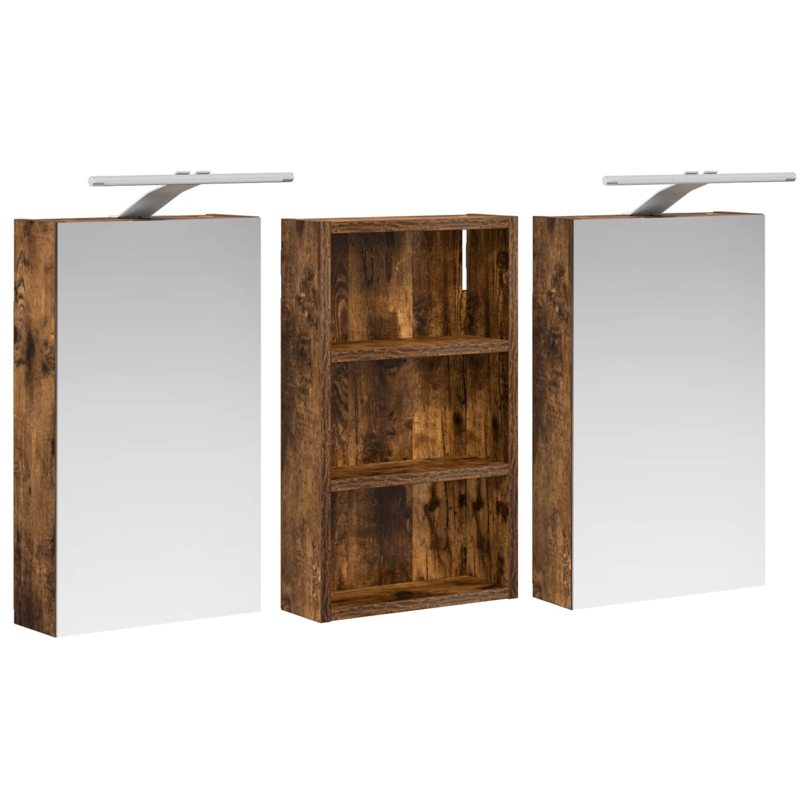 Badkamerkastenset 3 pcs 90 x 10,5 x 50 cm Bewerkt hout is nu te koop bij PeponiXL, paradijselijk wonen!