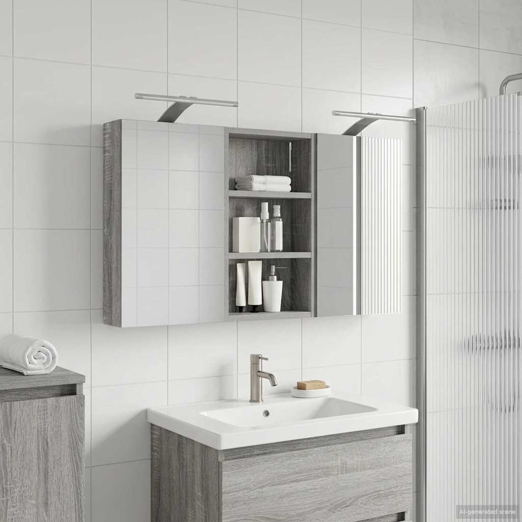 Badkamerkastenset 3 pcs 90 x 10,5 x 50 cm Bewerkt hout is nu te koop bij PeponiXL, paradijselijk wonen!