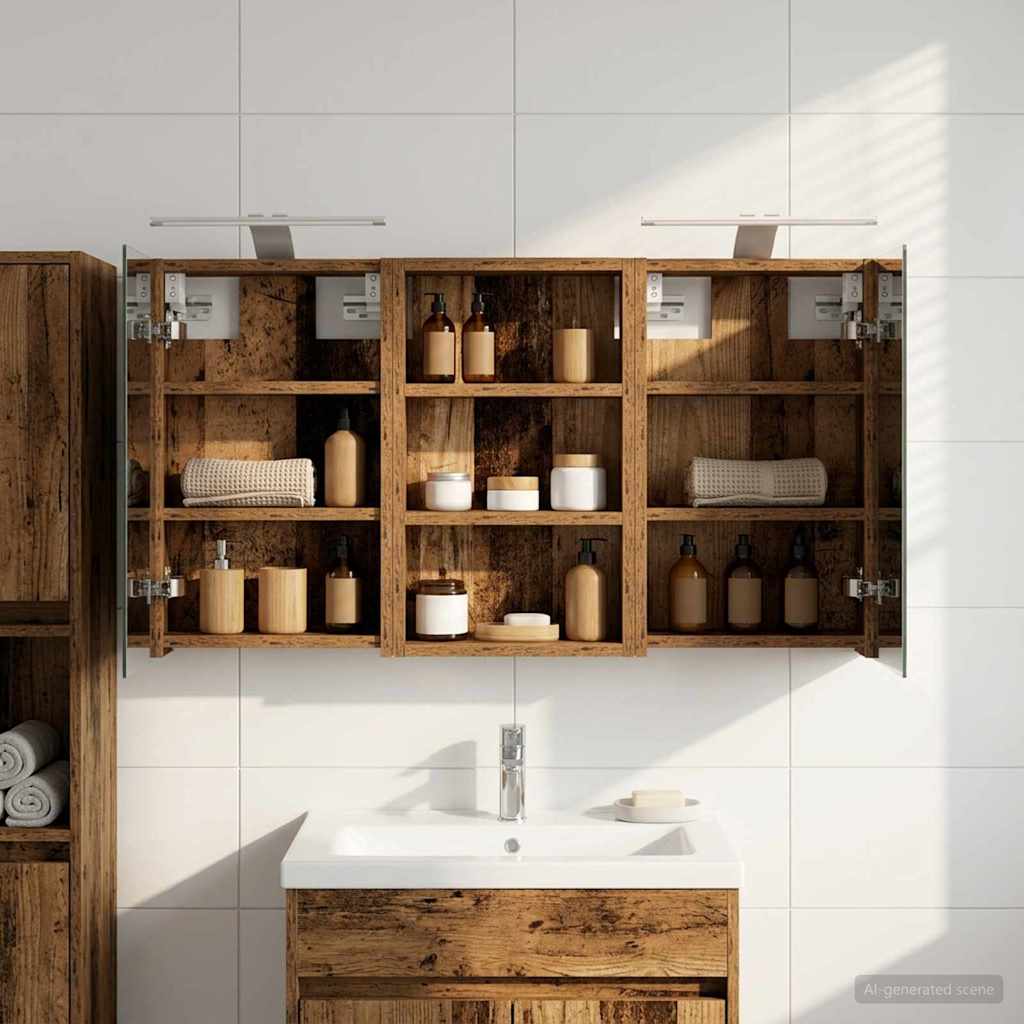 Badkamerkastenset 3 pcs 90 x 10,5 x 50 cm Bewerkt hout is nu te koop bij PeponiXL, paradijselijk wonen!