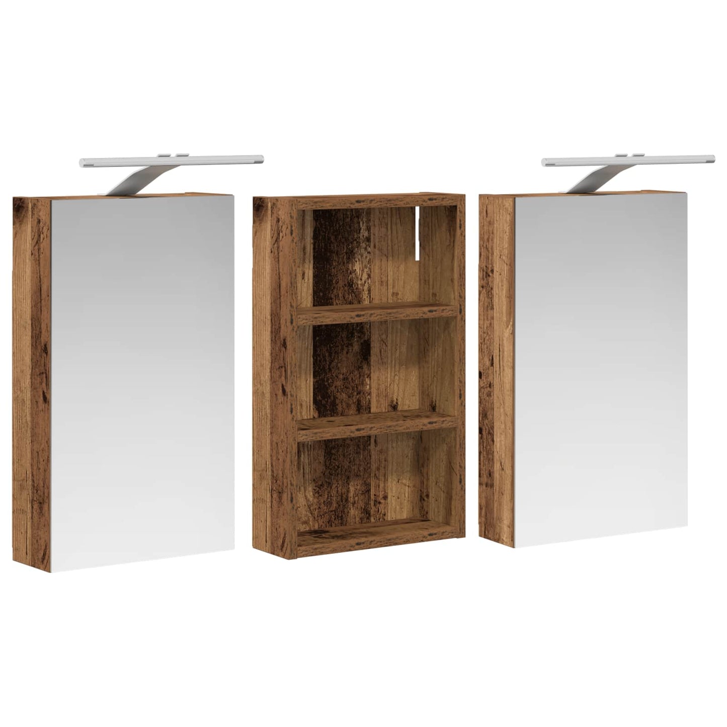 Badkamerkastenset 3 pcs 90 x 10,5 x 50 cm Bewerkt hout is nu te koop bij PeponiXL, paradijselijk wonen!