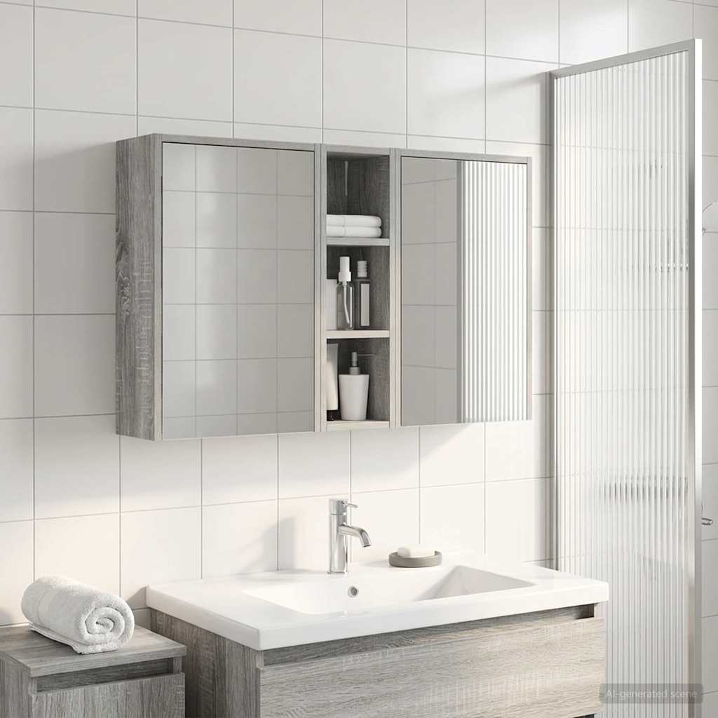 Badkamerkastenset voor 3 pcs 106 x 16 x 62,5 cm Bewerkt hout is nu te koop bij PeponiXL, paradijselijk wonen!